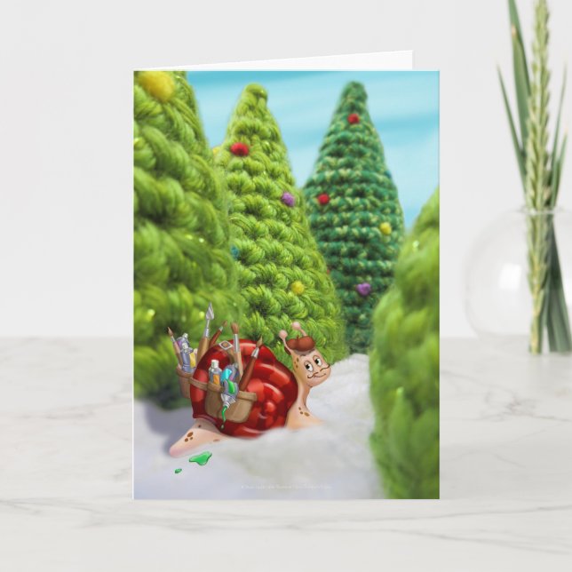 Jingle Jingle Little Gnome Holiday Snail Card (Front)