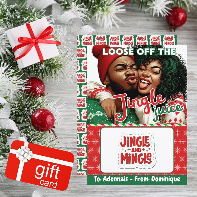 Jingle Juice Funny Christmas Gift Card Holder (Loose off the Jingle Juice! African American Christmas Gift Card Holder  )
