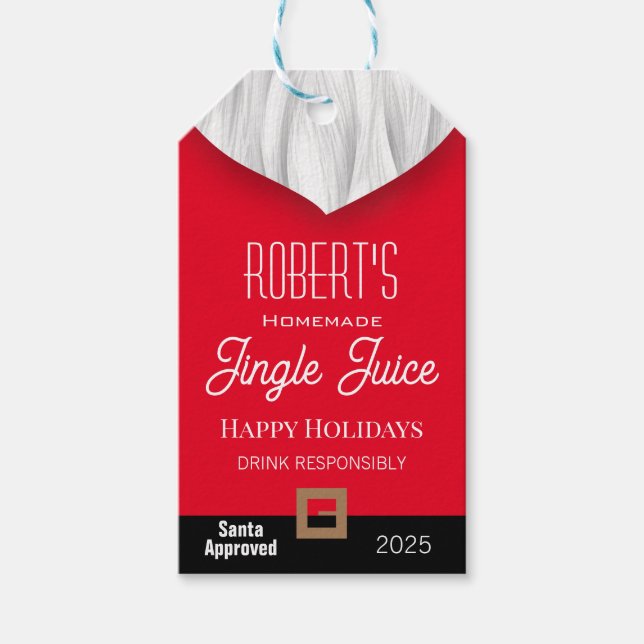 Jingle Juice Personalised  Gift Tags (Front)