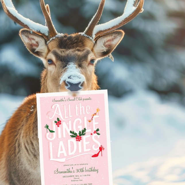 Jingle Ladies Night Out Modern Pink Pastel Holiday Invitation (Jingle Ladies Night Out Modern Pink Pastel Holiday Invitation )
