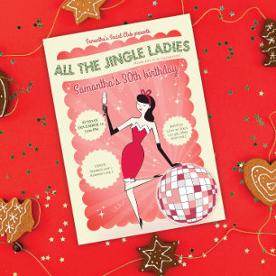 Jingle Ladies Night Out Retro Disco Ball Holiday Invitation