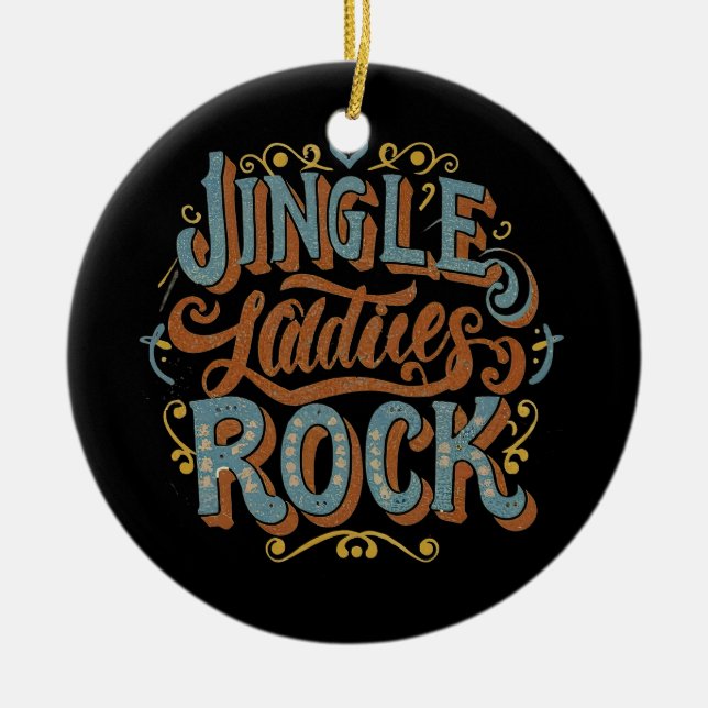Jingle ladies rock ceramic tree decoration (Front)
