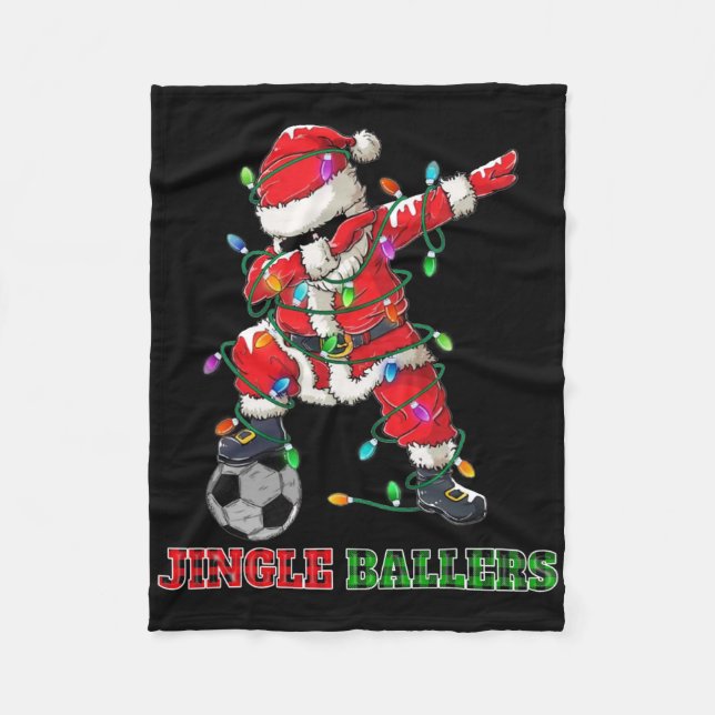 Jingle Llers Dabbing Santa Footll Christmas Soccer Fleece Blanket (Front)