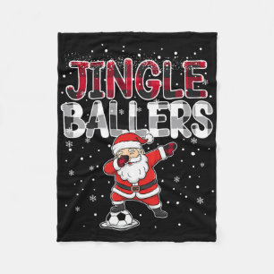 Jingle Llers Santa Footll Christmas Soccer Plaid  Fleece Blanket