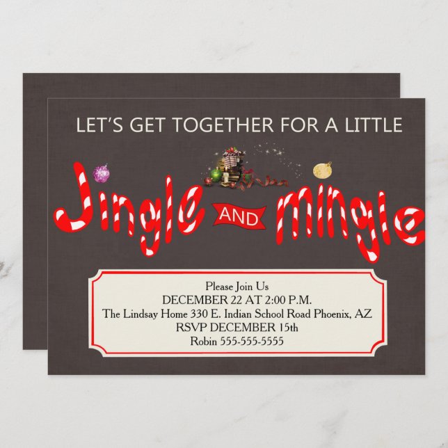 Jingle & Mingle Christmas Party Invitation (Front/Back)