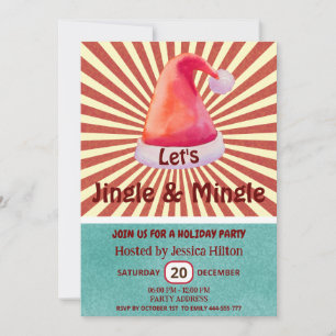 Jingle & Mingle Cool fun retro santa hat Invitation