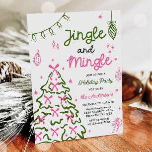 Jingle & Mingle Hand Drawn Christmas Holiday Party Invitation