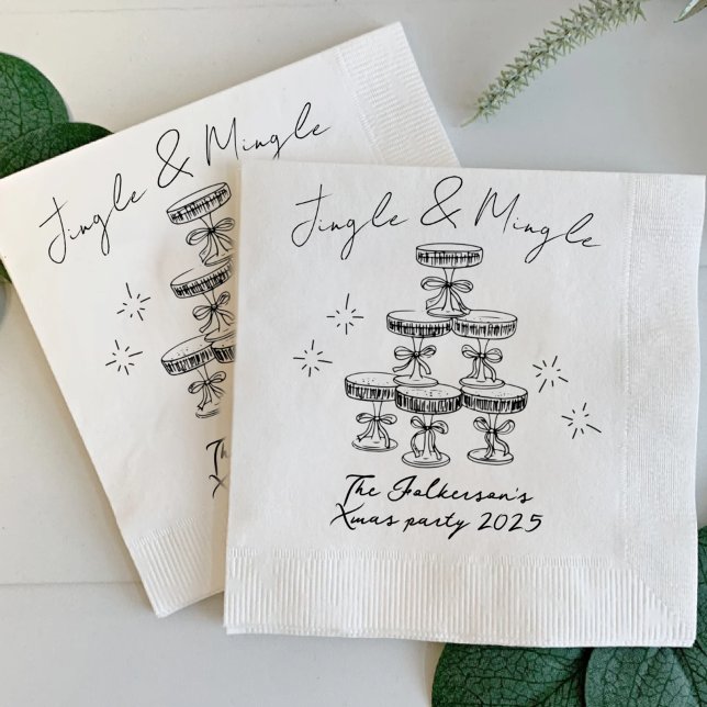 Jingle & Mingle, Holiday, Christmas, Cocktail Napkin (Creator Uploaded)