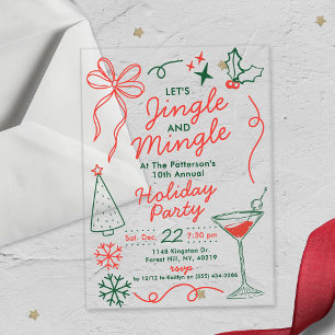 Jingle & Mingle Holiday Cocktail Party Acrylic Invitations