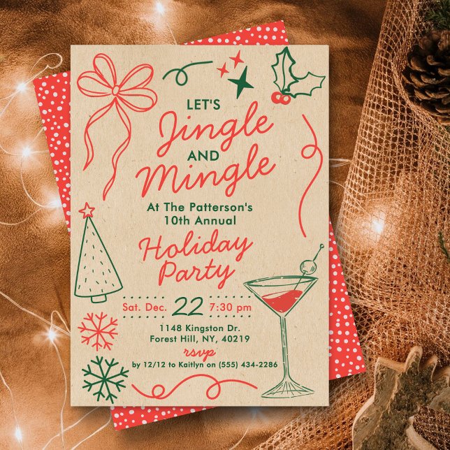Jingle & Mingle | Holiday Cocktail Party Invitation (Creator Uploaded)