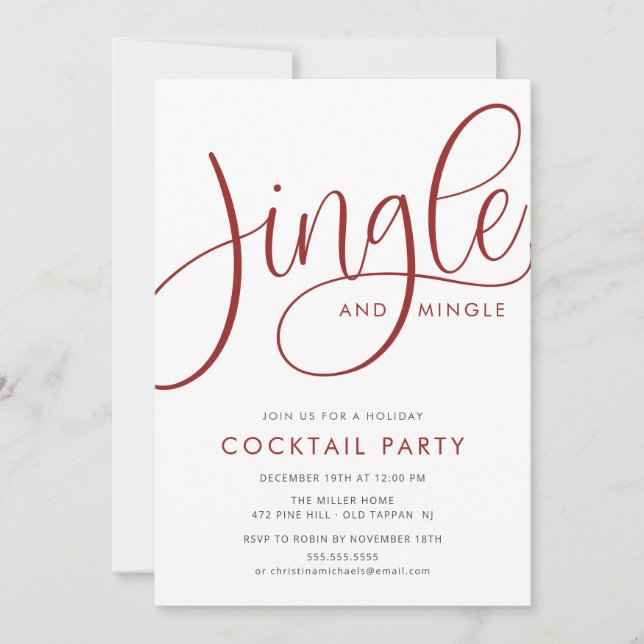 Jingle & Mingle Holiday Cocktail Party Invitation (Front)