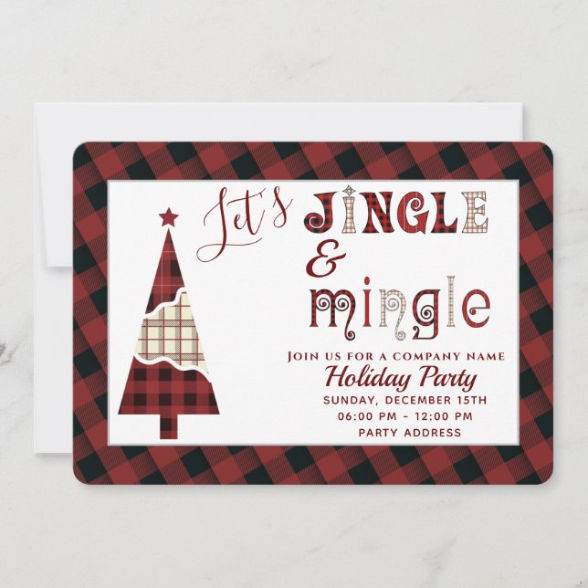 Jingle & mingle holiday party corporate invitation (Front)