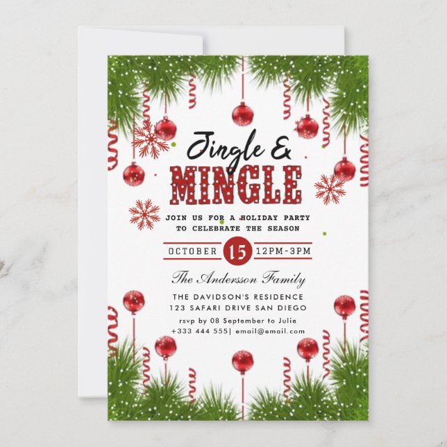 Jingle & Mingle Holiday Party Invitation (Front)
