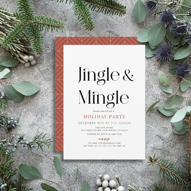 Jingle & Mingle Minimal Christmas Holiday Party Invitation (Creator Uploaded)