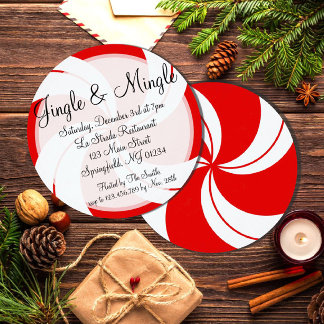 Jingle & Mingle Peppermint Christmas Invitation