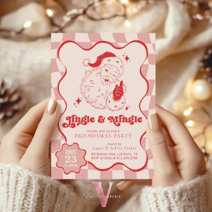 Jingle & Mingle Retro Christmas Friendmas Party Invitation