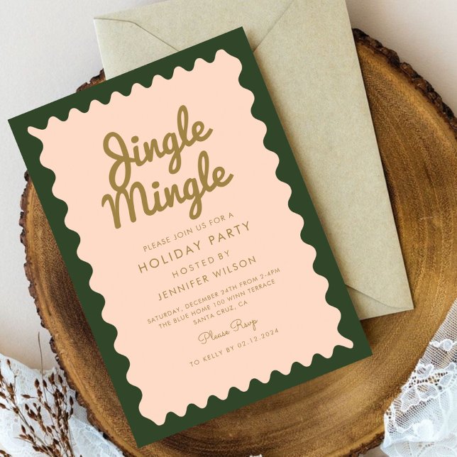 Jingle Mingle Retro Christmas Holiday Party   Invitation (Creator Uploaded)