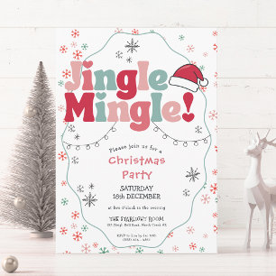 Jingle Mingle Retro Christmas Party  Invitation