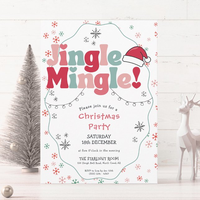 Jingle Mingle Retro Christmas Party  Invitation (Creator Uploaded)