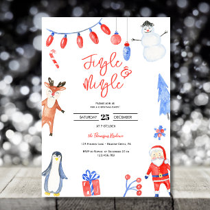 Jingle & mingle watercolor Christmas party Invitation
