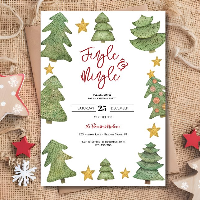 Jingle & mingle watercolor Christmas party Invitation (Creator Uploaded)
