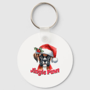 Jingle Paws And Boxer Dog Joy Key Ring