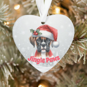 Jingle Paws and Boxer Dog Joy  Ornament