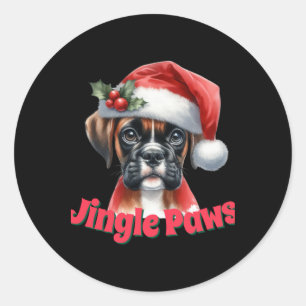 Jingle Paws And Boxer Dog Joy T Shirt Classic Round Sticker