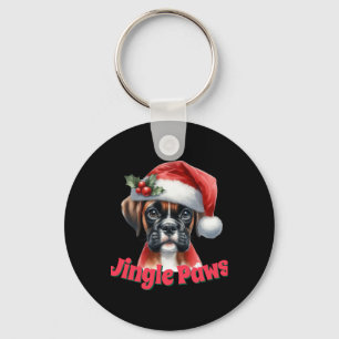 Jingle Paws And Boxer Dog Joy T Shirt Key Ring