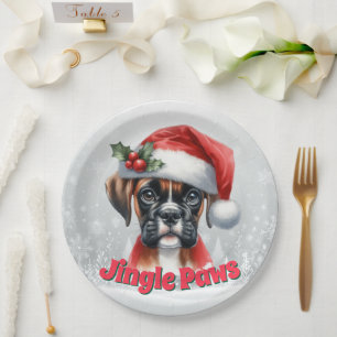 Jingle Paws Boxer Dog Paper Plate