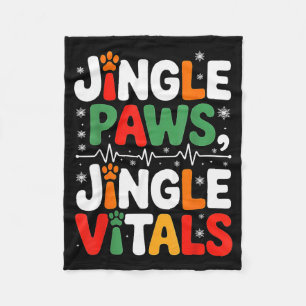 Jingle Paws Jingle Vitals Funny Vet Nurse Xmas Fleece Blanket