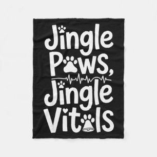 Jingle Paws Jingle Vitals Funny Vet Nurse Xmas Fleece Blanket