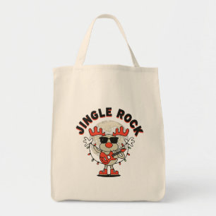 Jingle Rock Cool Reindeer with Guitar & Sunglasses Tote Bag