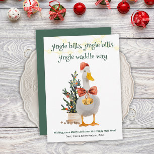 Jingle Waddle Way Funny Duck Christmas Card