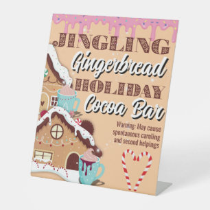 Jingling Gingerbread Hot Cocoa Bar Signage  Pedestal Sign