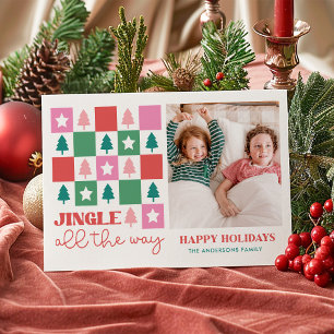 Jinle All The Way Retro Family Holiday Card