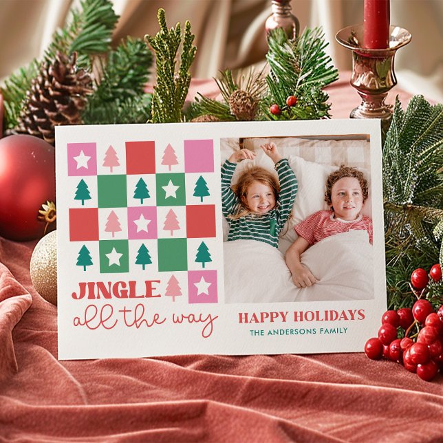 Jinle All The Way Retro Family Holiday Card (Creator Uploaded)