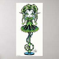 Jinxy Pixie Stick Green Jester Fairy Poster