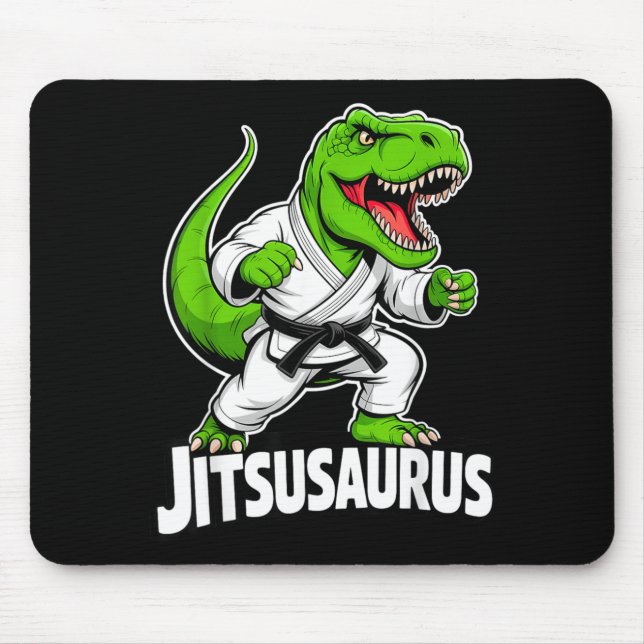 Jitsusaurus Funny Dinosaur Green T-rex Brazilian Mouse Pad (Front)