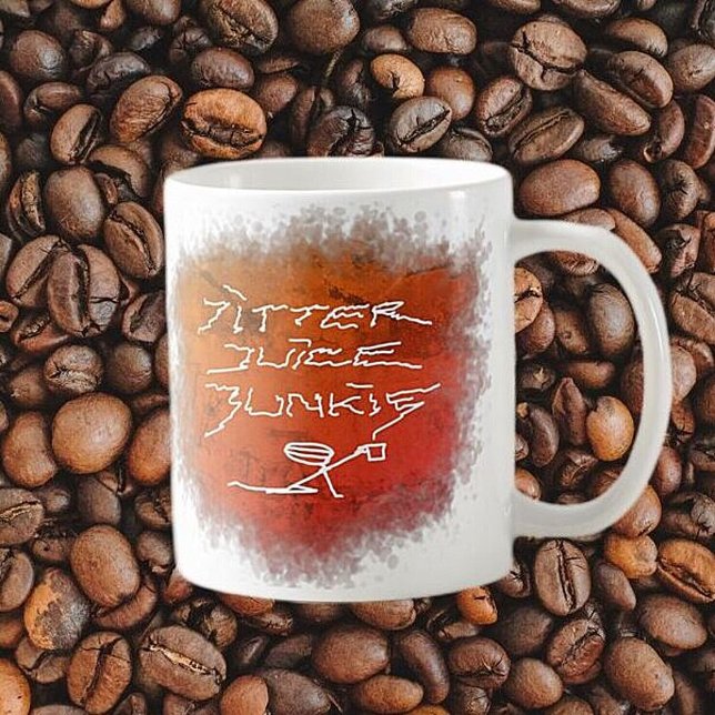 Jitter Juice Junkie - coffee art on white. Coffee Mug (Creator Uploaded)