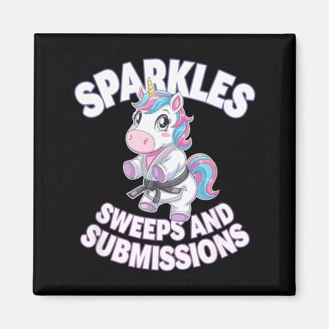 Jiu Jitsu and Unicorn - Cute BJJ Grappling Magnet (Front)