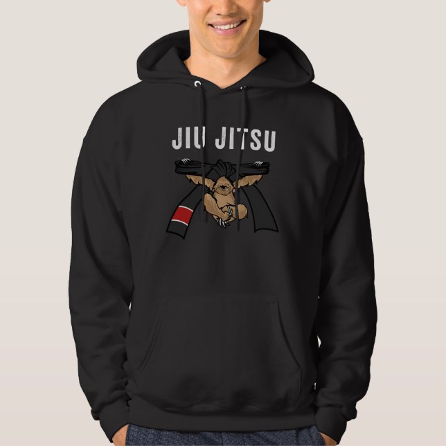 Jiu Jitsu BJJ Sloth Jiu Jitsu  Black Belt with Hoodie (Front)