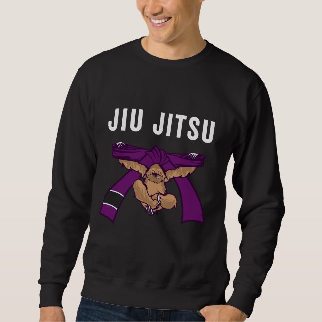 Jiu Jitsu Bjj Sloth Jiu Jitsu Purple Belt With Tex Sweatshirt (Front)