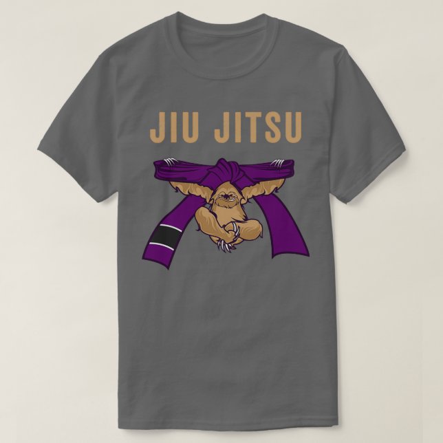 Jiu Jitsu BJJ Sloth Jiu Jitsu Purple Belt with Tex T-Shirt (Design Front)