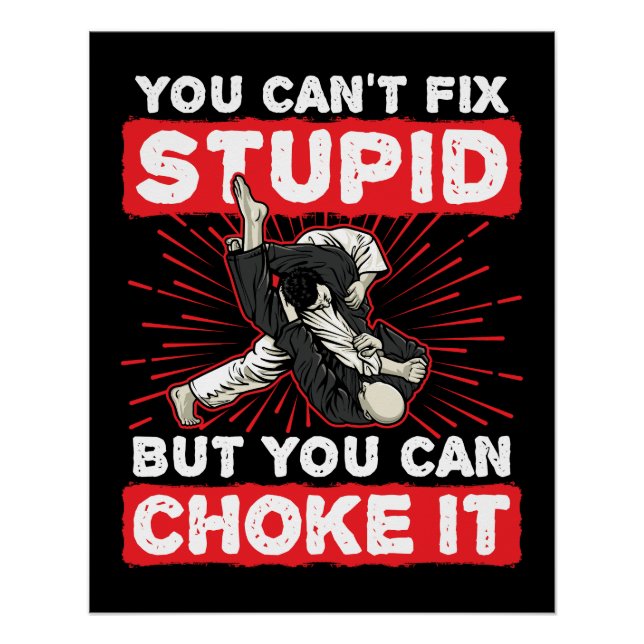 Jiu Jitsu BJJ You Can't Fix Stupid Choke It Poster (Front)