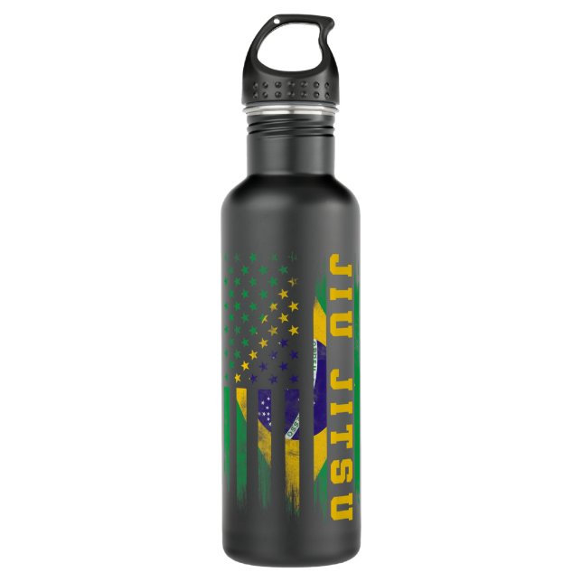 Jiu Jitsu Brazilian Bjj Brazil United States Flag. 710 Ml Water Bottle (Front)