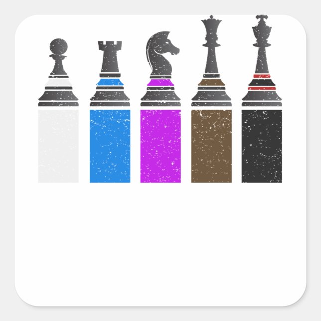 Jiu Jitsu Chess Belts With Base Distressed Square Sticker (Front)