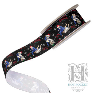 Jiu-Jitsu Christmas Satin Ribbon in Black