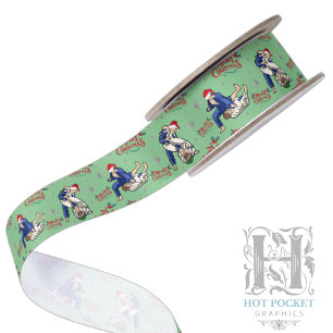 Jiu-Jitsu Christmas Satin Ribbon in Green