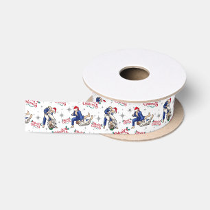 Jiu-Jitsu Christmas Satin Ribbon in White